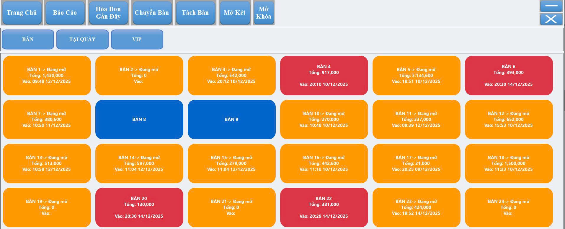 giao diện phần mềm quản lý nhà hàng