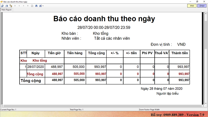 Báo cáo doanh thu