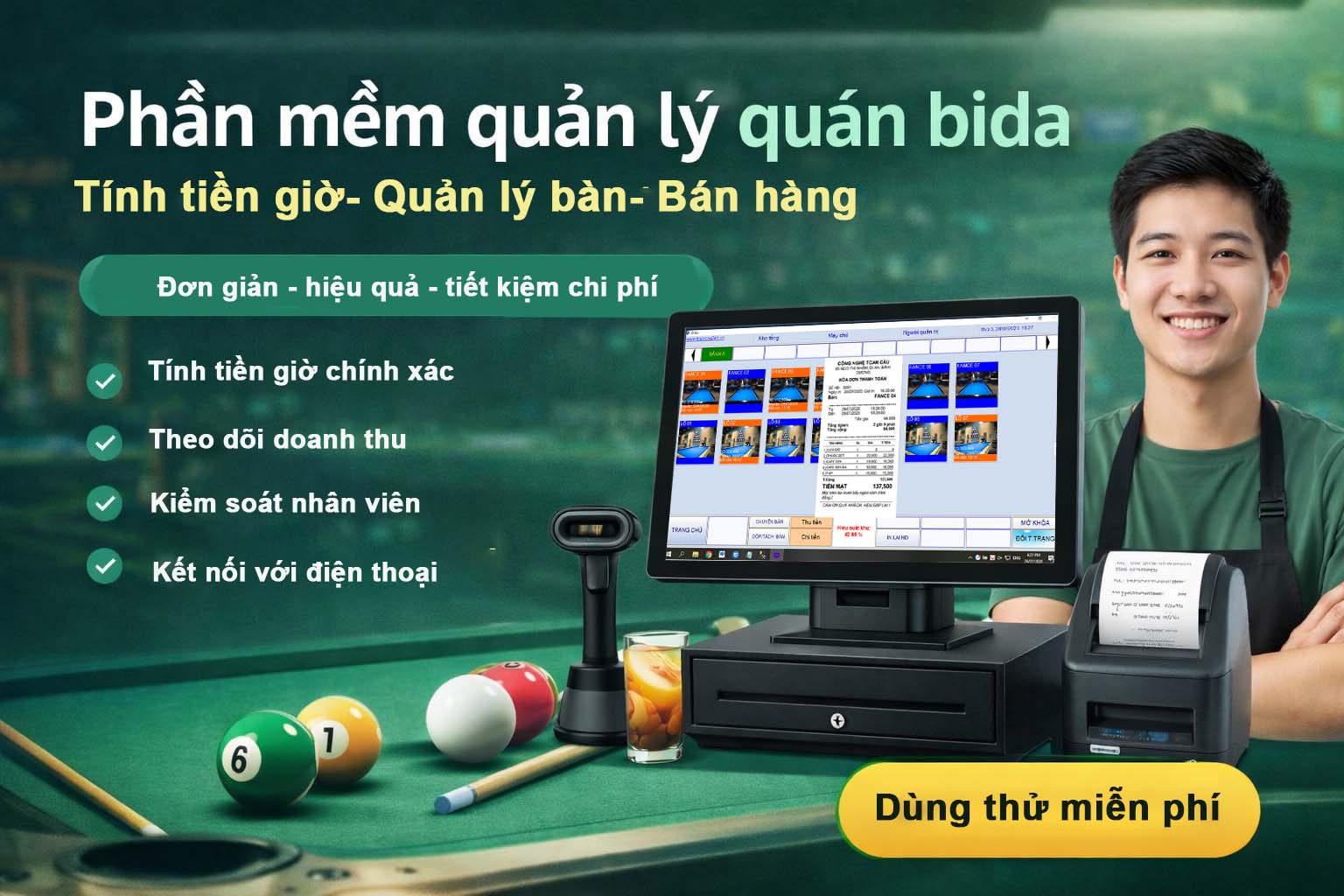 Phần mềm quản lý bida Toàn Cầu