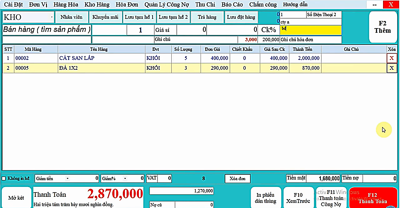 Phần mềm quản lý vật liệu xây dựng